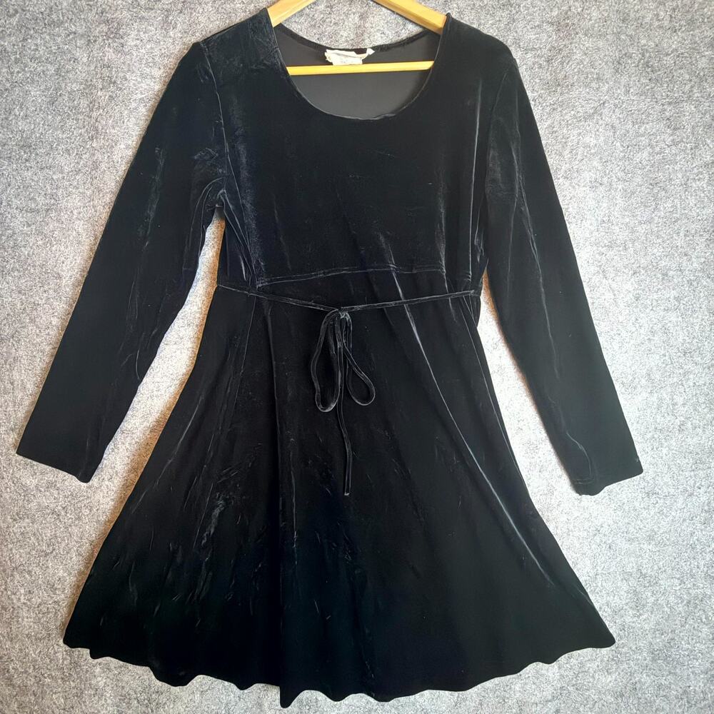 Motherhood Maternity Dress Womens M Black Velvet Whimsigoth Dark Fairy 90s Noir